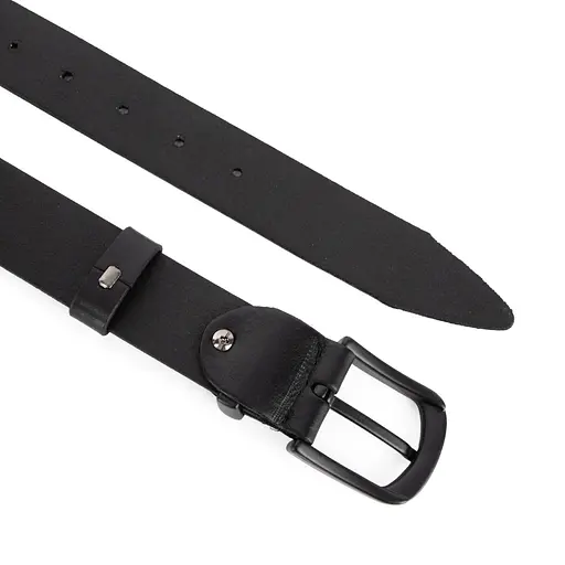 Ремень женский кожаный JK-3543 (125 см) черный с черной пряжкой - фото 4