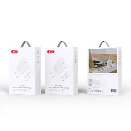 Мережевий зарядний пристрій XO CE15 (EU) PD20W USB-C fast charging charger with Type-C cable Білий - фото 4