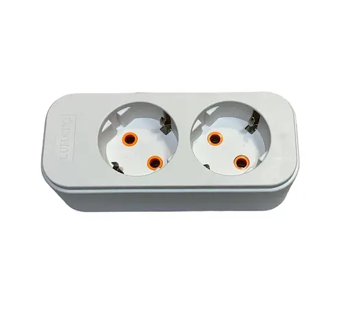 Колодка двойная 2 гнезда с заземлением (ABS-пластик) (конт.группа медь) MODERN LUMANO - фото 1