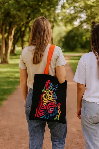 Набір екосумка-розмальовка чорна „Яскрава зебра“ бавовна 240 г/м2 38х42см ROSA Talent [CD] - фото 2