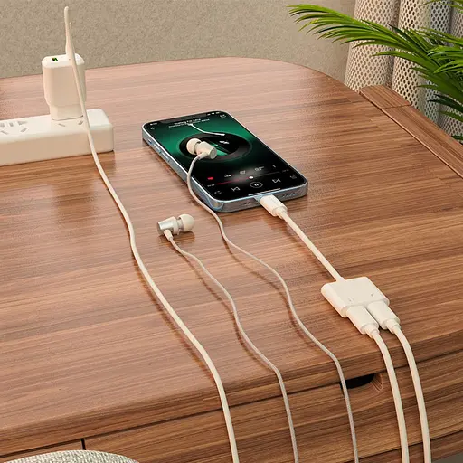 Адаптер переходник Borofone BV11 2 в 1 аудио конвертер Lightning to 2 Lightning F 0.124 m белый - фото 2