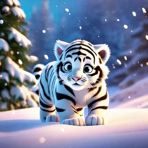 Деревянный фигурный пазл Белый тигренок, А3, Деревянная коробка 200 элементов