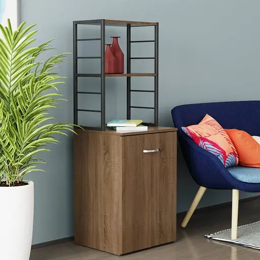 Стіл-тумба трансформер Смарт 4/2 з етажеркою Ferrum-decor 1430x1450x600 Чорний метал ДСП Дуб Сонома Трюфель 16 мм (FRD-105134) - фото 5