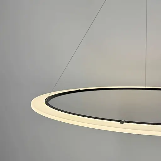 Современная черная подвесная люстра с кольцом Ø 80 см Ст. MJ305-800 BK | Line F - фото 2