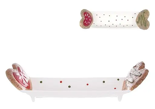 Блюдо сервировочное новогоднее BonaDi 834-391 Сердце из печенья керамика 26,5x8x6,4 см Белый - фото 1