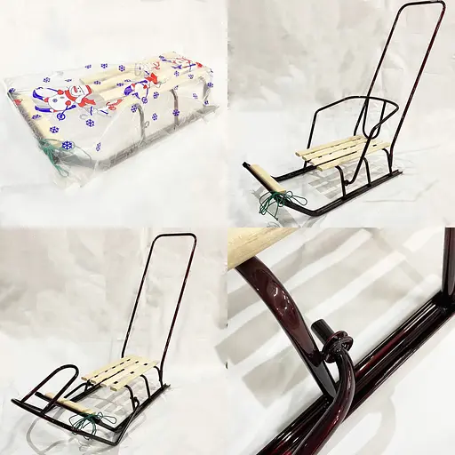 Санки детские с откидной спинкой, бордо+ручка, АРТ. 1.1 БОРДО