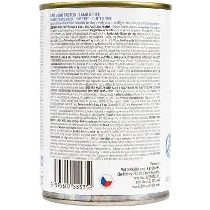 Влажный корм Brit Mono Protein Lamb&Rice для собак с ягнятиной и рисом 400 г - фото 3