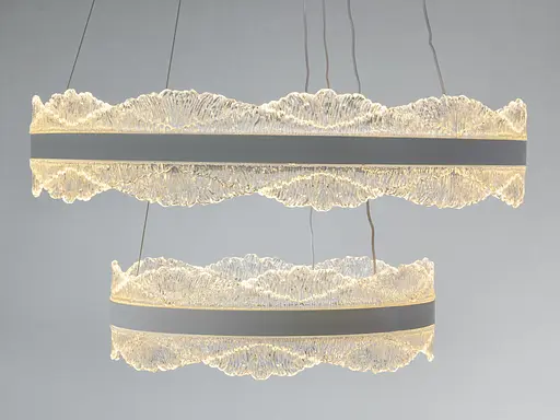 Люстра LED подвесная белая 140Вт 2 кольца пульт - фото 2