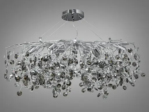 Овальна кришталева підвісна люстра у вітальню, 10 ламп, хром - фото 1