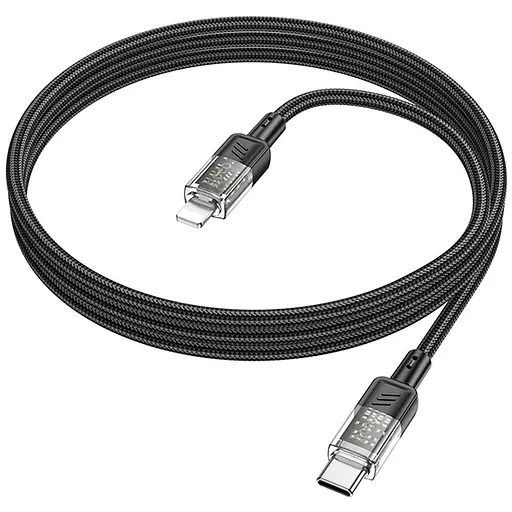 Дата кабель Hoco U129 Spirit Transparent Type-C to Lightning 27W (1.2m) Black - фото 3