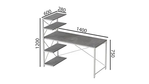 Компьютерный стол Ferrum-decor Джек 75x140x60 Белый ДСП Бетон (FRD-104413) - фото 3