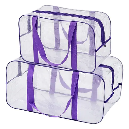 Набор прозрачных сумок в роддом: размер М 40х25х20 см + размер L 50х25х30 см (розовые) - фото 1