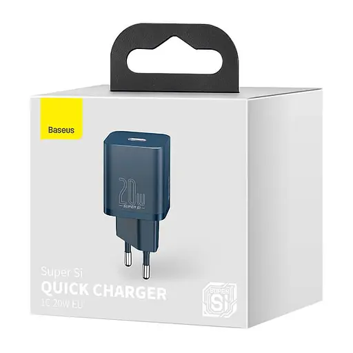 Блок зарядный - адаптер питания BASEUS Super Si Quick Charger 1 выход Type-C 20 W (CCSUP-B03) синий - фото 3