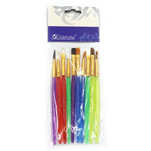 Набір пензлів Юний художник Josef Otten, поні, щетина, коза, нейлон, 10 шт. в упаковці