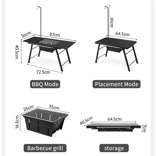 Стіл для барбекю Naturehike CNK2350CF018 сталевий Чорний - фото 4