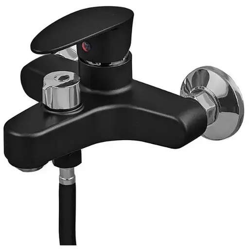 Смеситель для ванны Plamix CEZAR-009 EURO SET Matte black, со шлангом, лейкой и кронштейном (PM0693) - фото 1