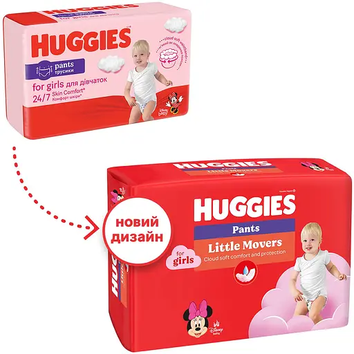 Уцінка. Підгузки-трусики для дівчаток Huggies Pants Little Movers 6 (15-25 кг) 88 шт. - фото 2