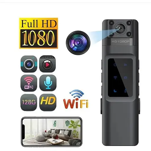 Нагрудна HD боді-камера TCAM H1080 p2p WiFi 1000 мАч Чорний (448274717) - фото 3