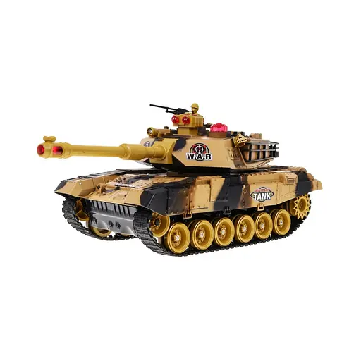 Детский танк на дистанционном управлении пульт звуки светодиод 1:18 бежевый 0139 - фото 3