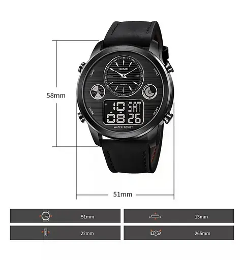 Чоловічий спортивний годинник Skmei 1653 (Чорний) - фото 6