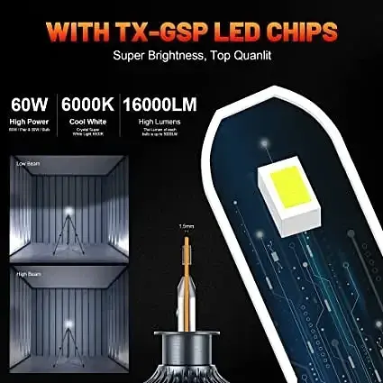 Комплект MONDEVIEW H1 Світлодіодна лампа фар 60W 16000LM 6000K - фото 4