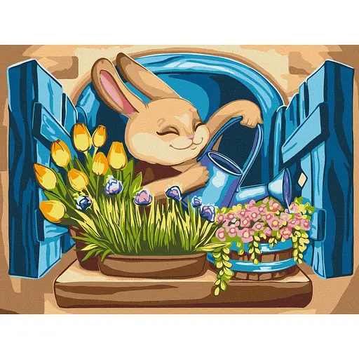 Картина по номерам Зайчик флорист Olena Lazarenko Brushme 30х40 см разноцветная 000277896