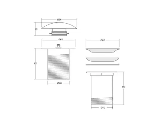 Донний клапан для раковини Kohlman click-clack Black з переливом EB, Чорний матовий - фото 2