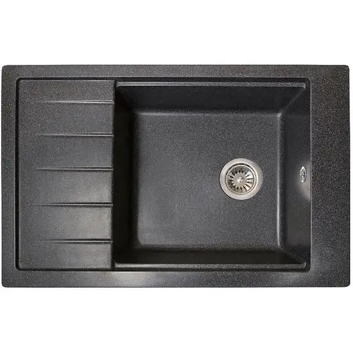 Гранітна кухонна мийка Romzha Patrat 78 Grafit (201) з крилом - фото 1