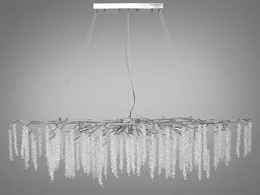 Кришталева люстра "Гліцинія" витягнутої форми на 15 ламп, хром - фото 2