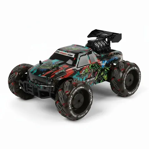 Радиоуправляемая трюковая машина RQ 3039-02, роликовые колеса, аккумулятор 3.7V, пульт 2.4G, свет, звук, музыка, Черная