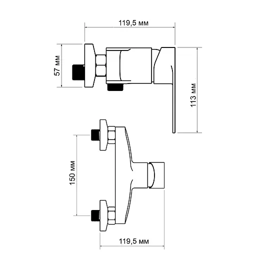 Змішувач для душу Lidz Tani 010 (з душовим гарнітуром) (k40) LDTAN010CRM44965 Chrome - фото 2