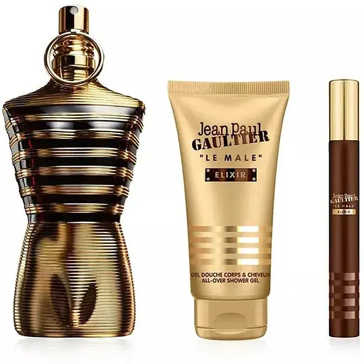 Набор Jean Paul Gaultier Le Male Elixir 125 мл Parfum 10 мл мини 75 мл гель для душа - фото 1