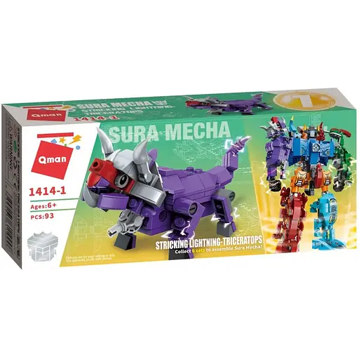 Детский конструктор Трансформер Qman 1414 робот+дино Triceratops - фото 1