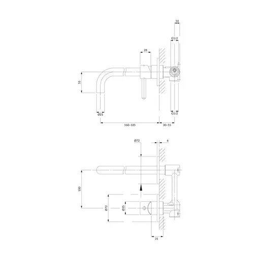 Смеситель для раковины Omnires Y скрытого монтажа brushed brass (Y1215HBSB) - фото 4