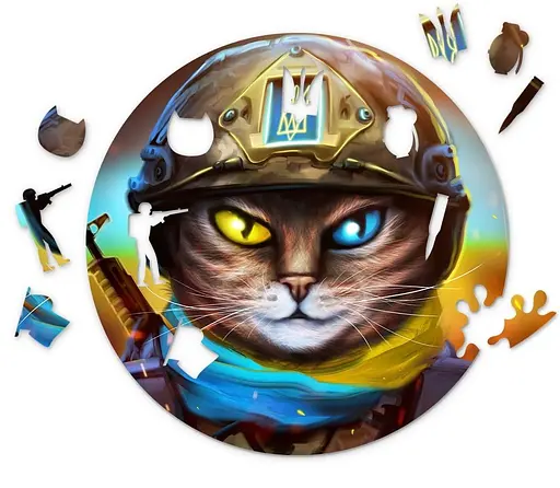 Дерев’яний пазл в коробці Котик Захисник - фото 1