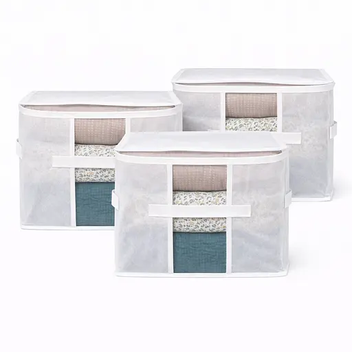 Набір із 3 сумок ORGANIZE для зберігання білизни й текстилю, 35×35×25 см (білий) - фото 3