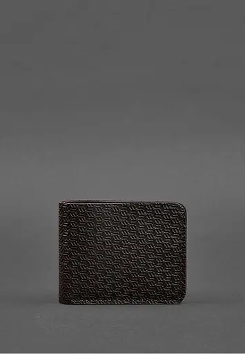 Кожаное портмоне 4.4 (с зажимом) Темно-коричневый краст карбон - фото 2