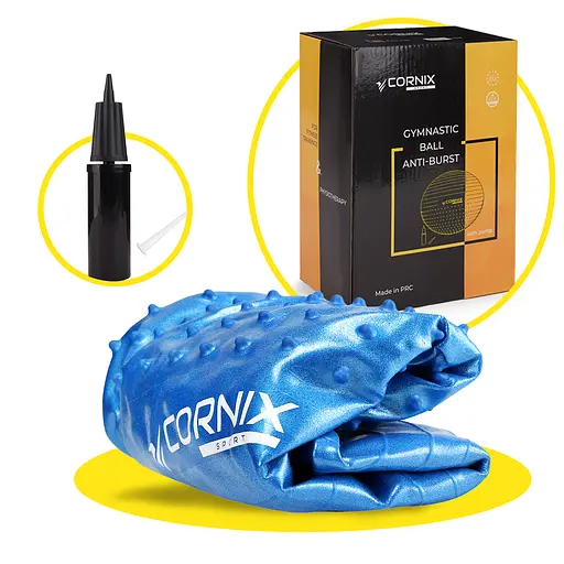 Мяч для фитнеса (фитбол) Cornix 65 см полумассажный Anti-Burst Blue XR-0475 - фото 7