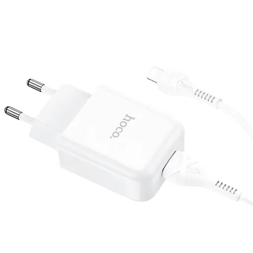 Зарядное устройство Hoco N2 USB белый + кабель USB to Lightning - фото 3