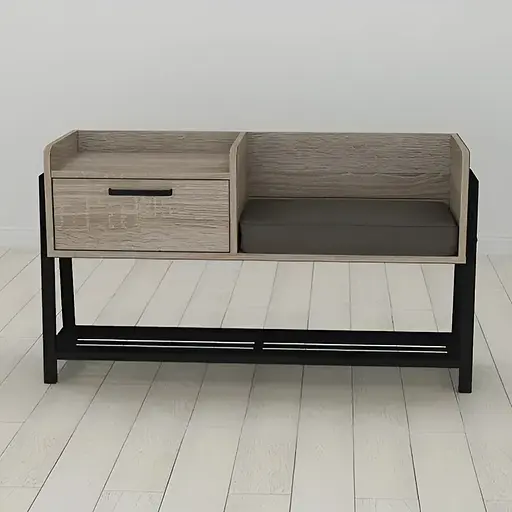 Банкетка з тумбочкою Ferrum-decor Бланка 540x1000x320 метал Чорний ДСП Сонома Трюфель 16 мм (FRD-103028)