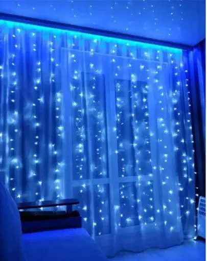 Гірлянда штора Водоспад 480 led 3.0х3.0м Синя - фото 2