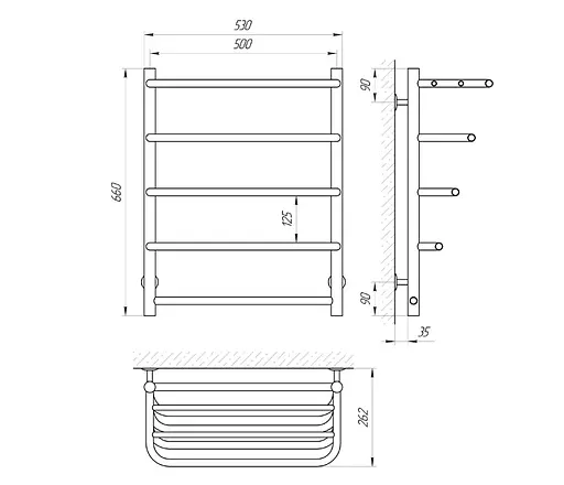 Електрична рушникосушка Laris Стандарт П5 500x660 Е з полицею 71207610 - фото 4