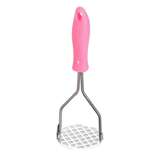 Товкачка картоплем'ялка для картоплі із пластиковою ручкою 22.5 см, Kitchen Master Рожевий 86581 - фото 1