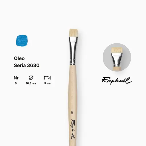 Кисть щетина плоская Raphael Oleo, №6, короткая ручка - фото 2