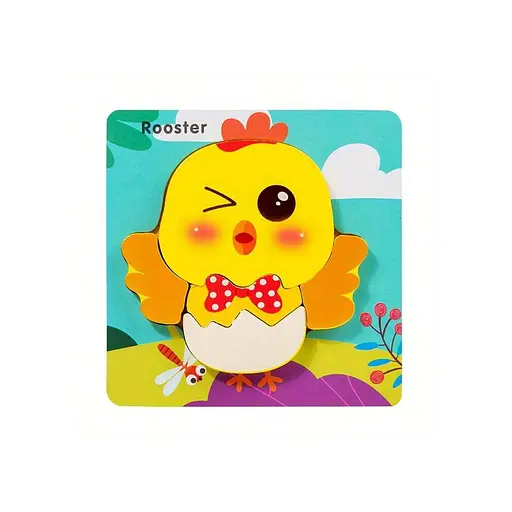 Дерев’яна іграшка Пазли, 12 деталей (транспорт, тварини), 15x15x1.5 см (В асортименті)