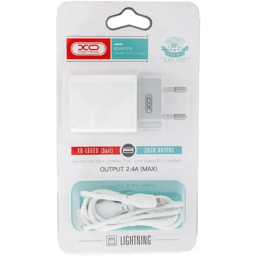 Зарядное устройство для XO L65 2.4 A two USB charger for Lightning - фото 1