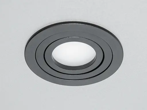 Чорний врізний точковий алюмінієвий світильник з поворотним механізм. - фото 2