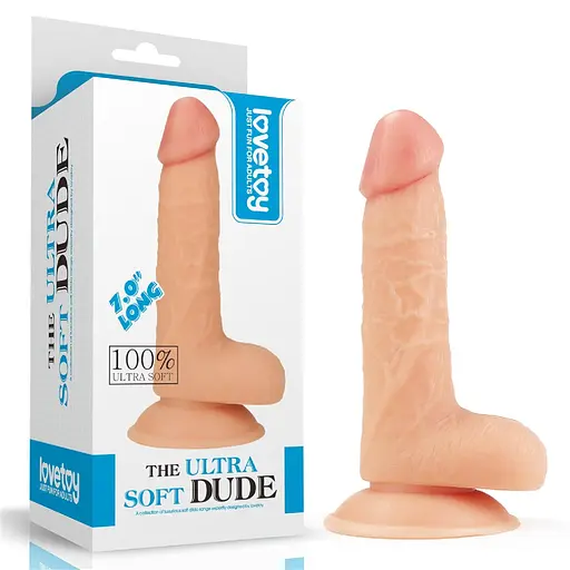 Фалоімітатор LoveToy The Ultra Soft Dude Flesh 18 см тілесний - фото 2