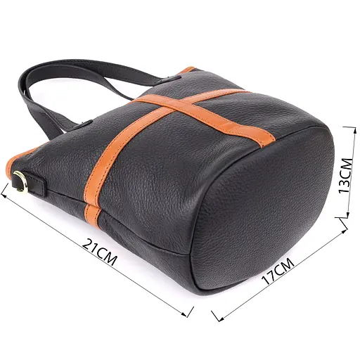 Женская кожаная сумка Vintage с коричневой вставкой на лицевой стороне 17х21х13 см sum0027601 - фото 3