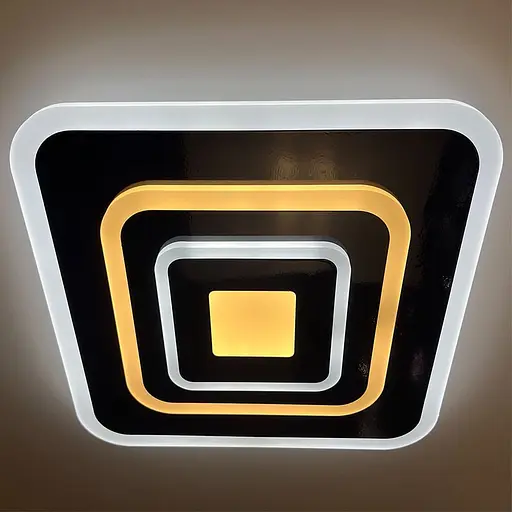 Світлодіодний чорний світильник з матовим акрилом 35х35 см | Line F | Арт. 2234-350 BR BK - фото 2